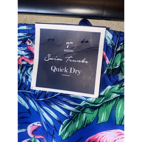 CLUB ROOM Men Tropical Flamingos Floral Swim Trunks Shorts 2XL XXL Hawaiian New - Picture 6 of 9